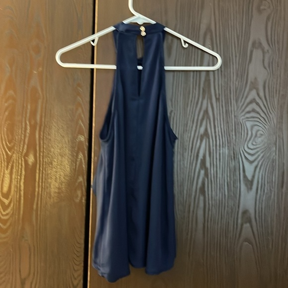 Shine star sleeveless navy blue ruffle front top. Size Medium. - Picture 4 of 10